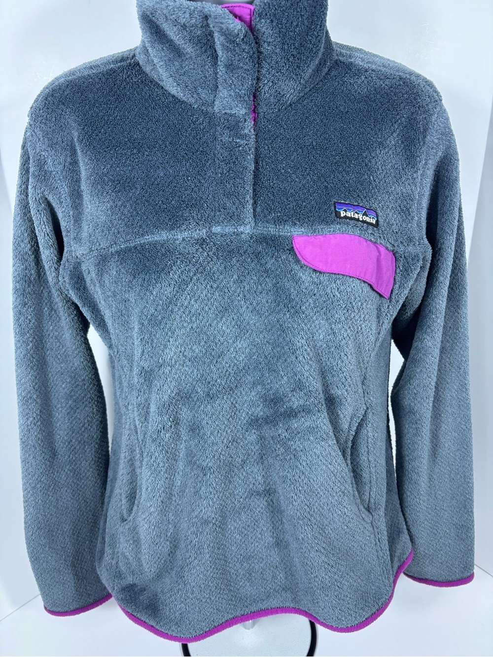 Patagonia Synchilla Snap-T Pullover Fleece Women’s Medium Gray Pink
